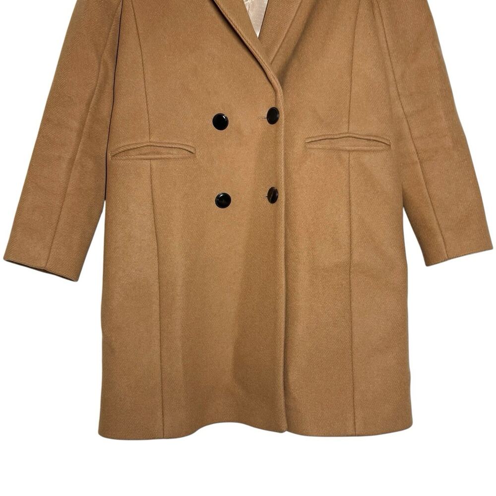 Sezane Camel Brown Wool Blend Double Breasted Mid Length Johnson Coat FR 36 / 4 - Picture 6 of 15